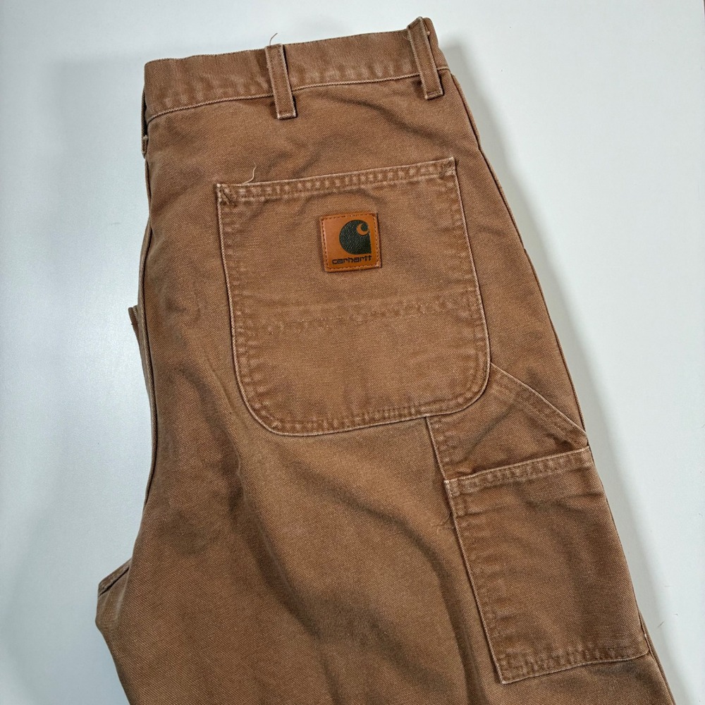 Carhartt Work Dungaree Carpenter Pants 36x33 Duck Canvas B11BRN (Tag 38x34)
